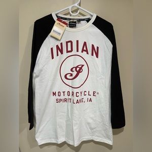 Indian Motorcycle Men’s Long Sleeve Baseball Tee Large NWT